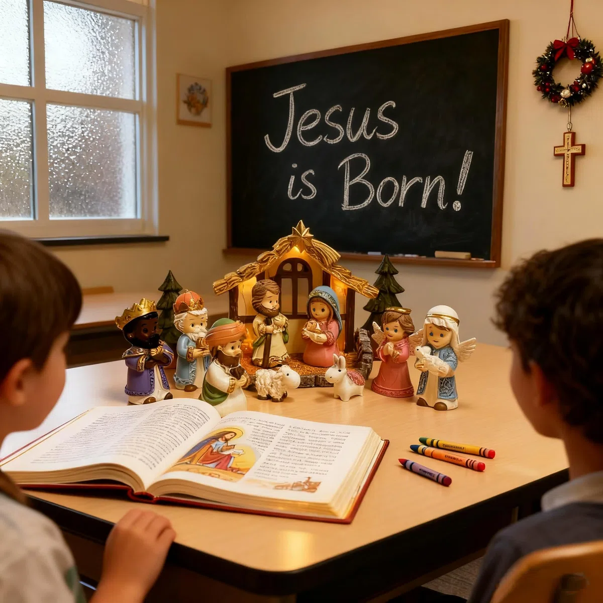 Krippenfiguren Set für Kinder - Weihnachtskrippe Mit Beleuchtung – 12Pcs Kleinkindspielzeug mit kleinen Figuren und Spielsets – Weihnachtskrippe Komplettset für Jungen und Mädchen ab 3 Jahren