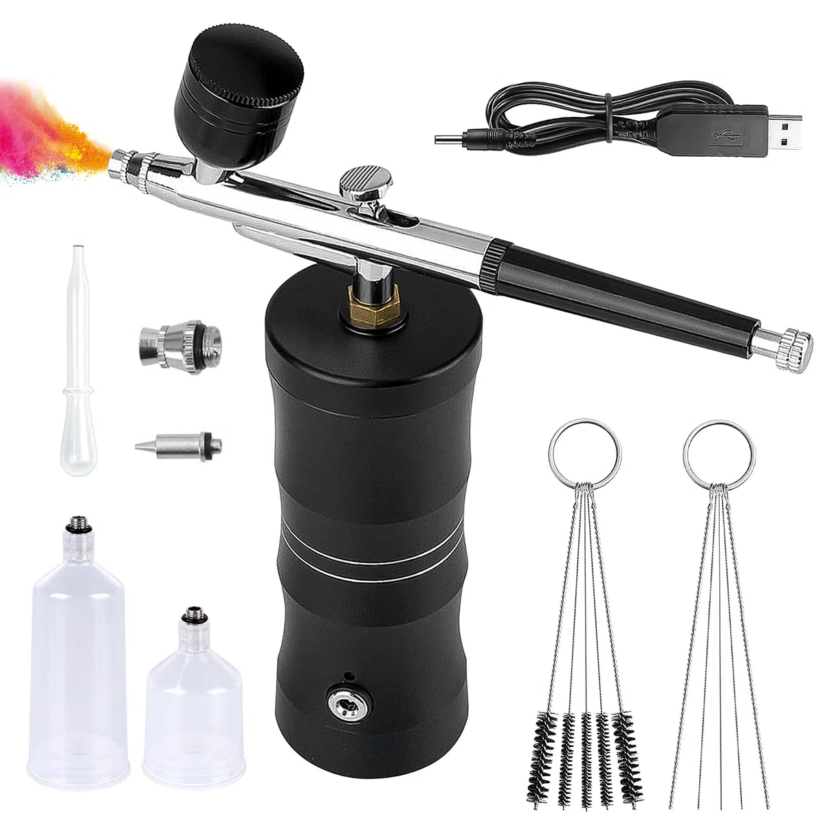 Airbrush Set Mit Kompressor,Wiederaufladbare Airbrush,Wireless Airbrush Set,Tragbare Air Brush Kompressor-Set For Makeup,Tattoo-Modellierung,Kuchendekoration,Nail Art,Wiederaufladbar
