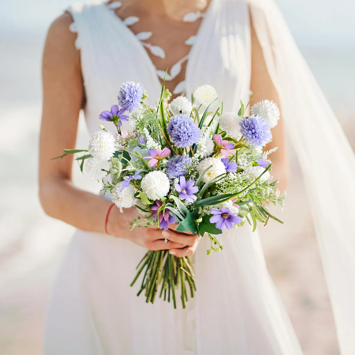 YMIFEEY Kunstblumen wie Echt Künstliche Blumen Frühling Wildblume Blumenstrauß Künstlich Seidenblumen Fake Blumen Pflanzen Zweige Deko Artificial Flowers für Zimmer Tisch Draußen, Als Geschenk (Lila)