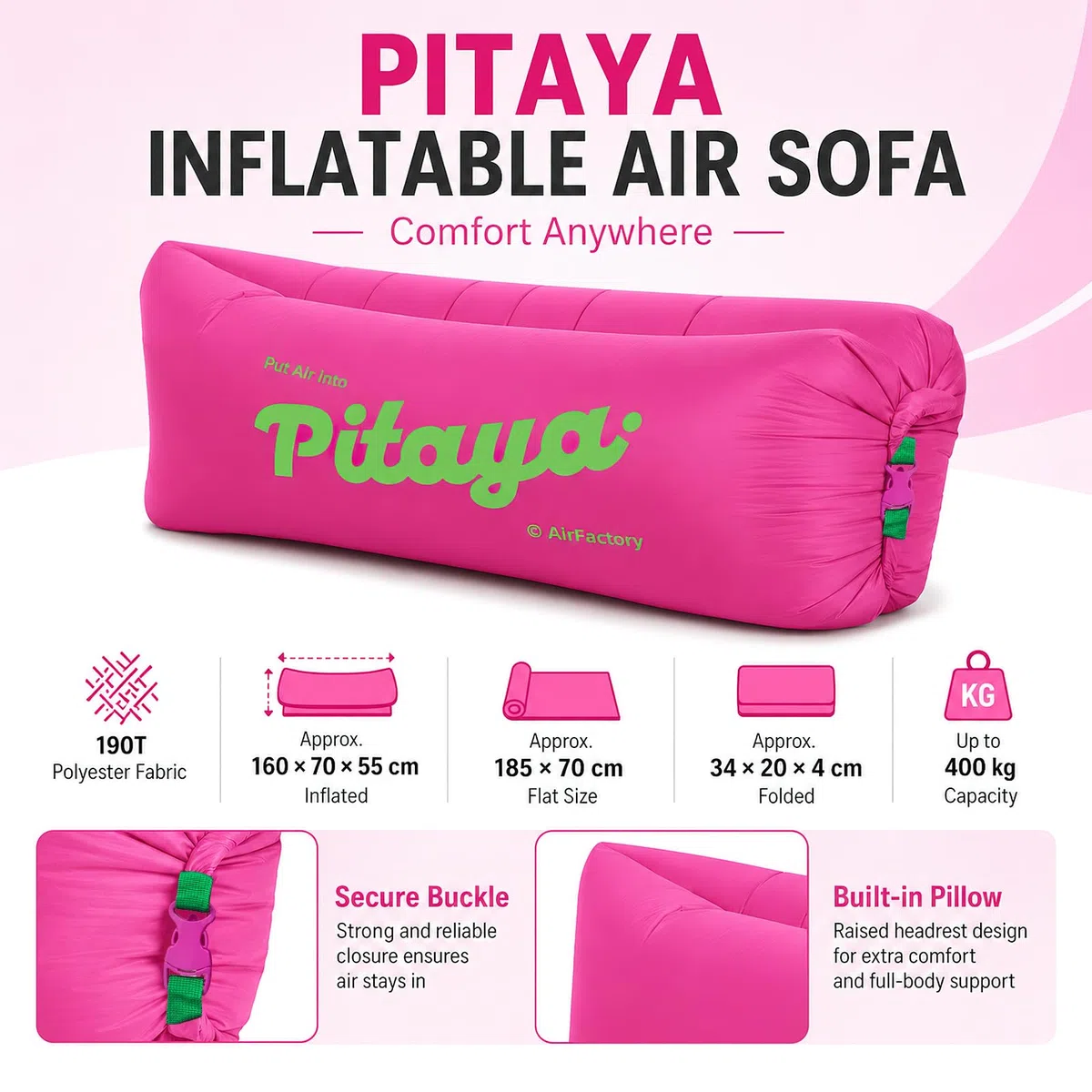 Aufblasbare Couch, Airlounge, Strandliege Aufblasbar, Camping Sofa Aufblasbar, LuftSofa, Tragbar Inflatable Sofa, Liegesack Outdoor für Strand, Reisen, Camping, Picknicks(B)