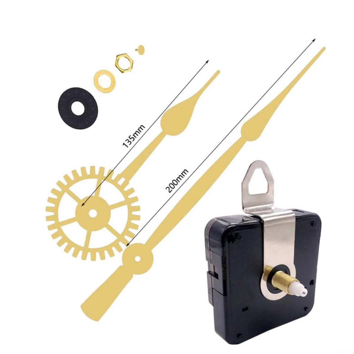 Lange Zeiger, hohes Drehmoment, leises Quarz-Uhrwerk, DIY-Wanduhr-Mechanismus, Motor-Ersatz für Reparaturteile, Wanduhr-Uhrwerk (Gold 1)
