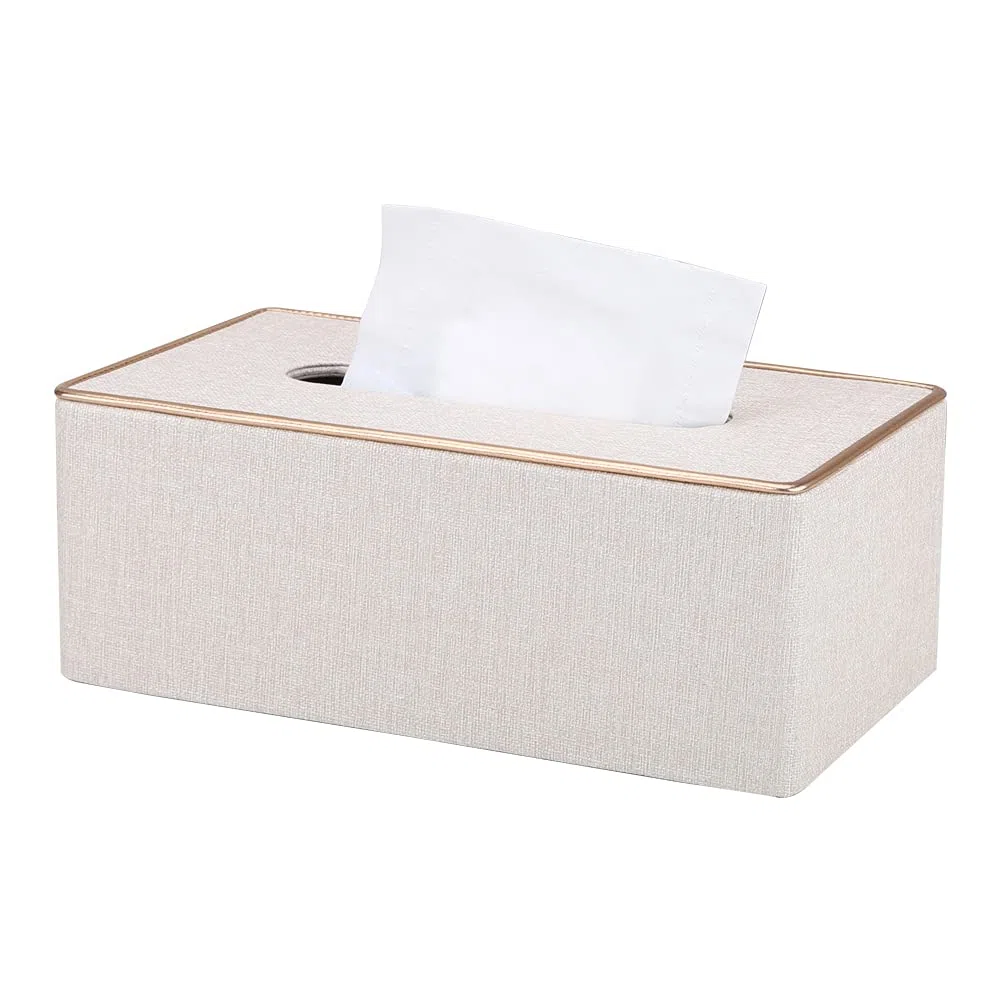 KINGFOM PU Leder Kosmetiktücher Box Taschentuchbox Tücherbox für Büro/Auto/Zuhause (Weiss)