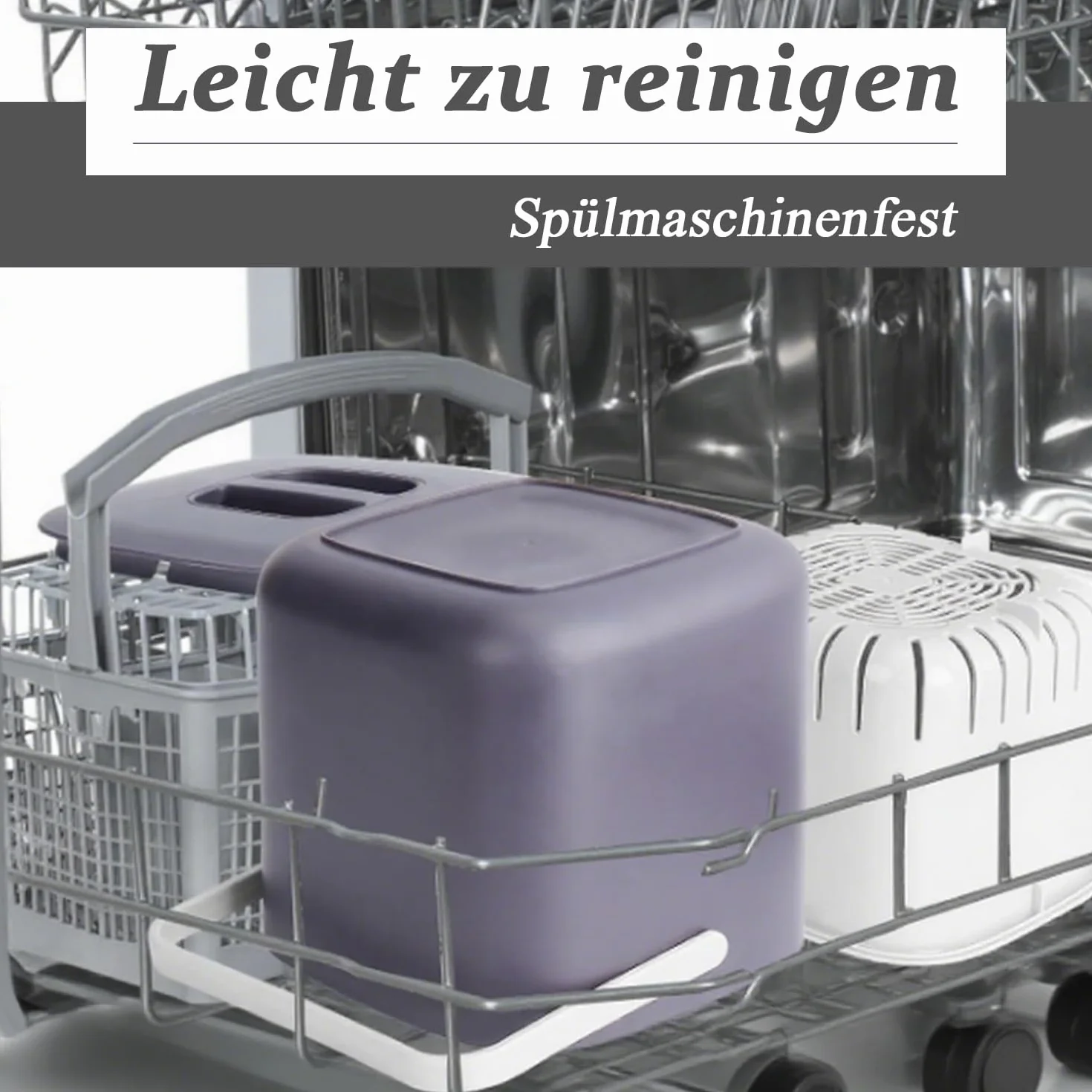 Biomülleimer Küche, 4L Komposteimer Küche, Kleiner Mülleimer mit Deckel, Biomüll Behälter mit Sieb, Spülmaschinenfest, Küchenkomposter für Alltäglichen Biomüll, Bio Mülleimer Geruchsdicht（Lila）