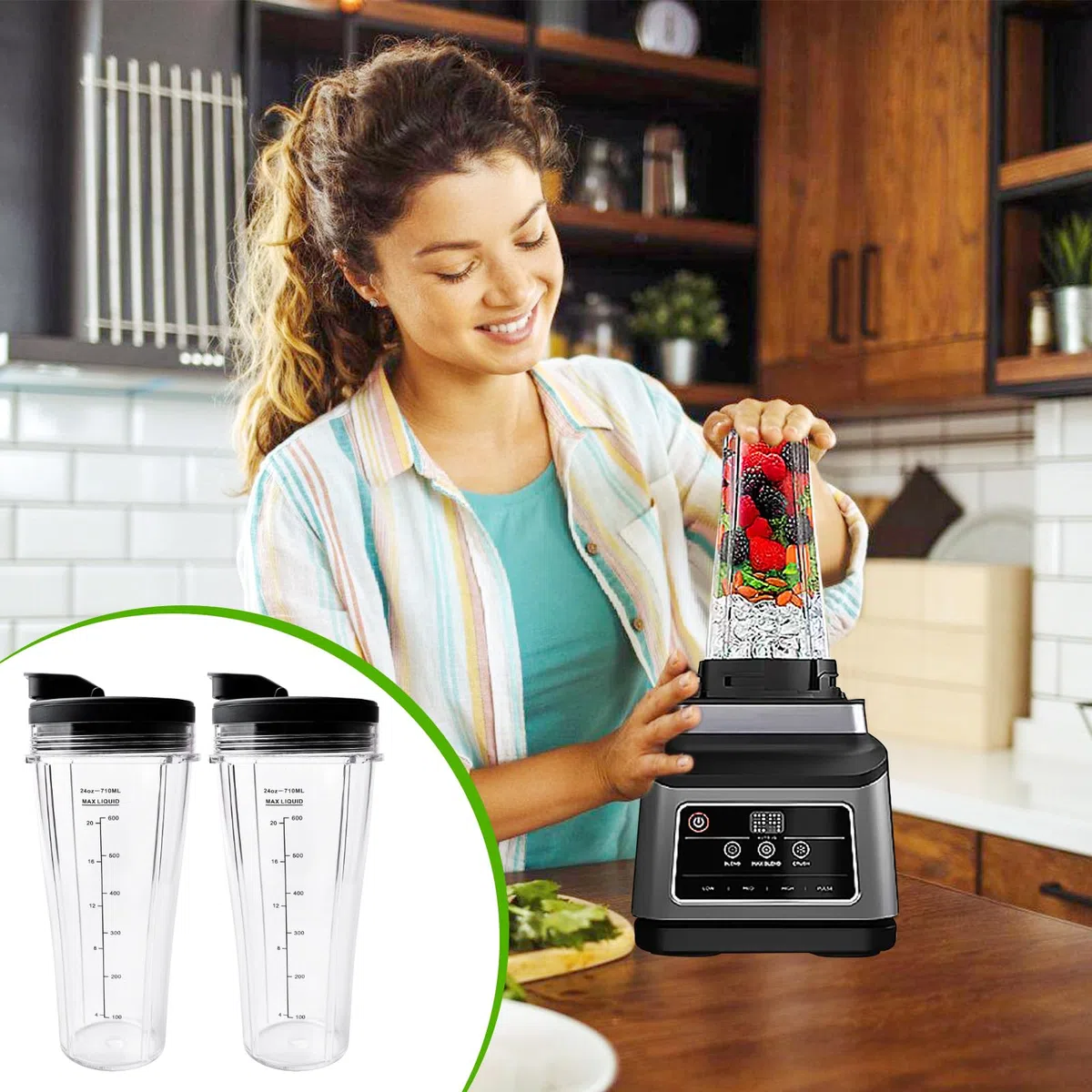Mixer Ersatzteile Für Ninja, 2 Stück 710ml Cup Becher Ersatzteile Kompatibel SS100, SS101, SS300 Mixer, Ersatzteile FüR Ninja Mixer, Blender Becher, Ninja Mixer Ersatzteil, Blender Cups für Ninja