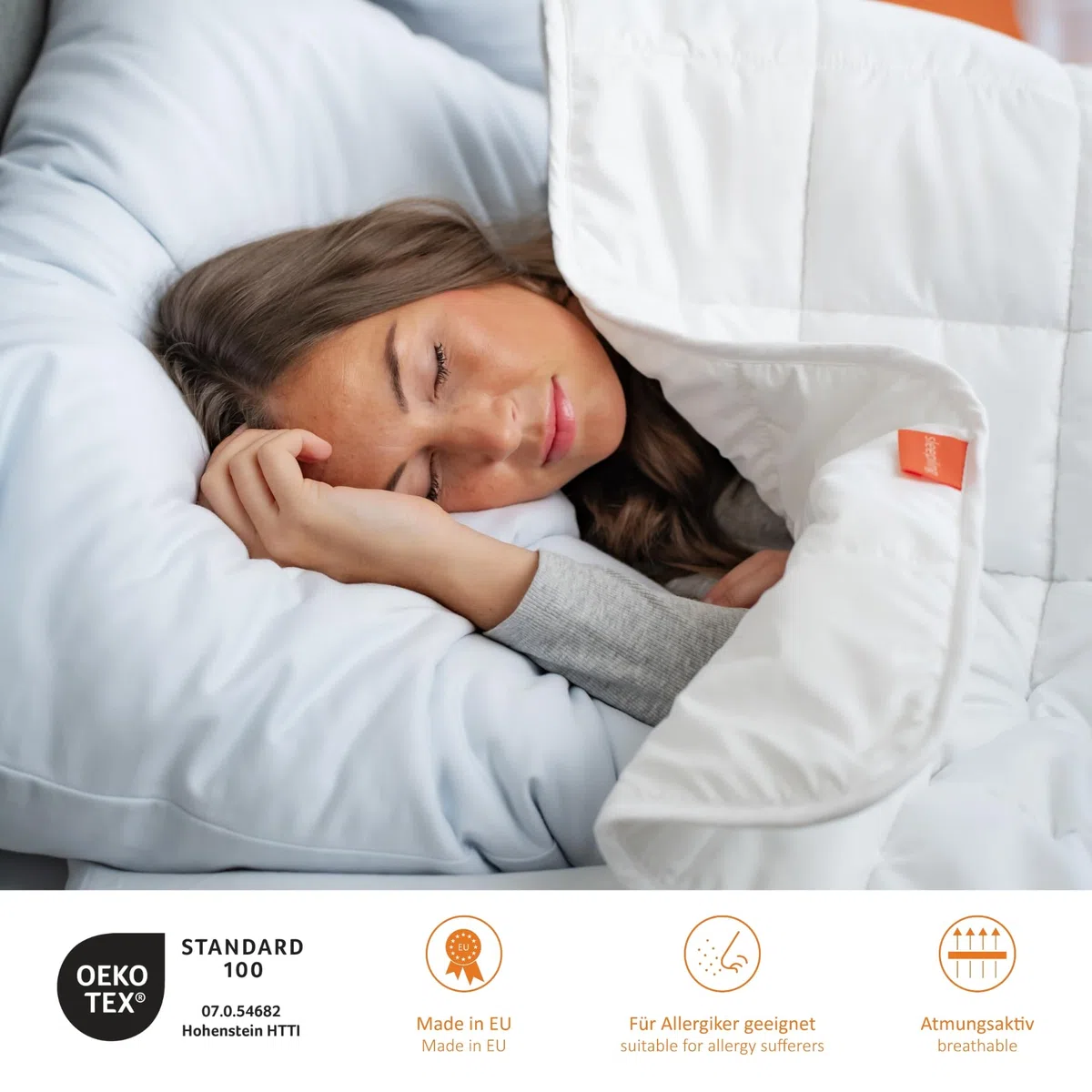 sleepling Kopfkissen 40x80 cm 2er Set, Allergiker Kissen, waschbar, Made in EU, Ökotex, langes Schlafkissen 40 x 80, Bettkissen, Pillow, 2 Stück, Komfort 100