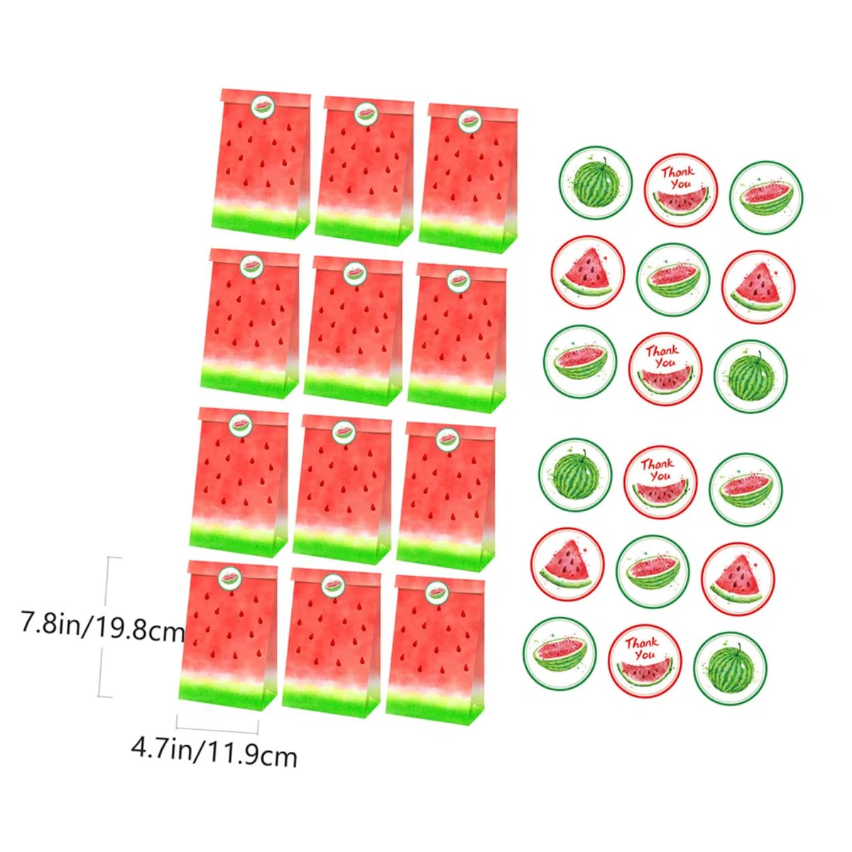 SEWOART Hawaiian Candy Papiertüten 20X8X5 Zoll Wassermelonenmotiv Lebensmittelqualität Geschenkbeutel Für Sommerparty Familienfeier Süßigkeiten Verpackung