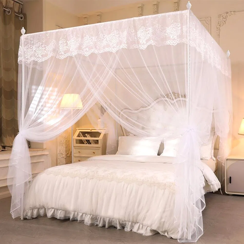 Moskitonetz Einzelbett, Quadratische Moskitonetze Großes Mückennetz für Bett, Mückennetz Bett für Einzelbett, Insektenschutz für Reise und Zuhause120x200x210cm