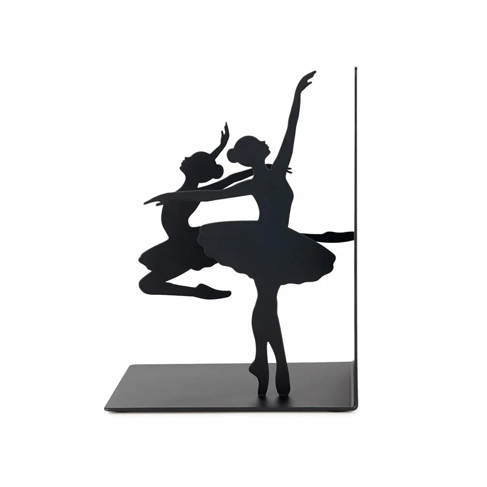 Balvi Buchstütze Ballerina Schwarz Farbe Halterung mit Rutschfester Unterseite Metall