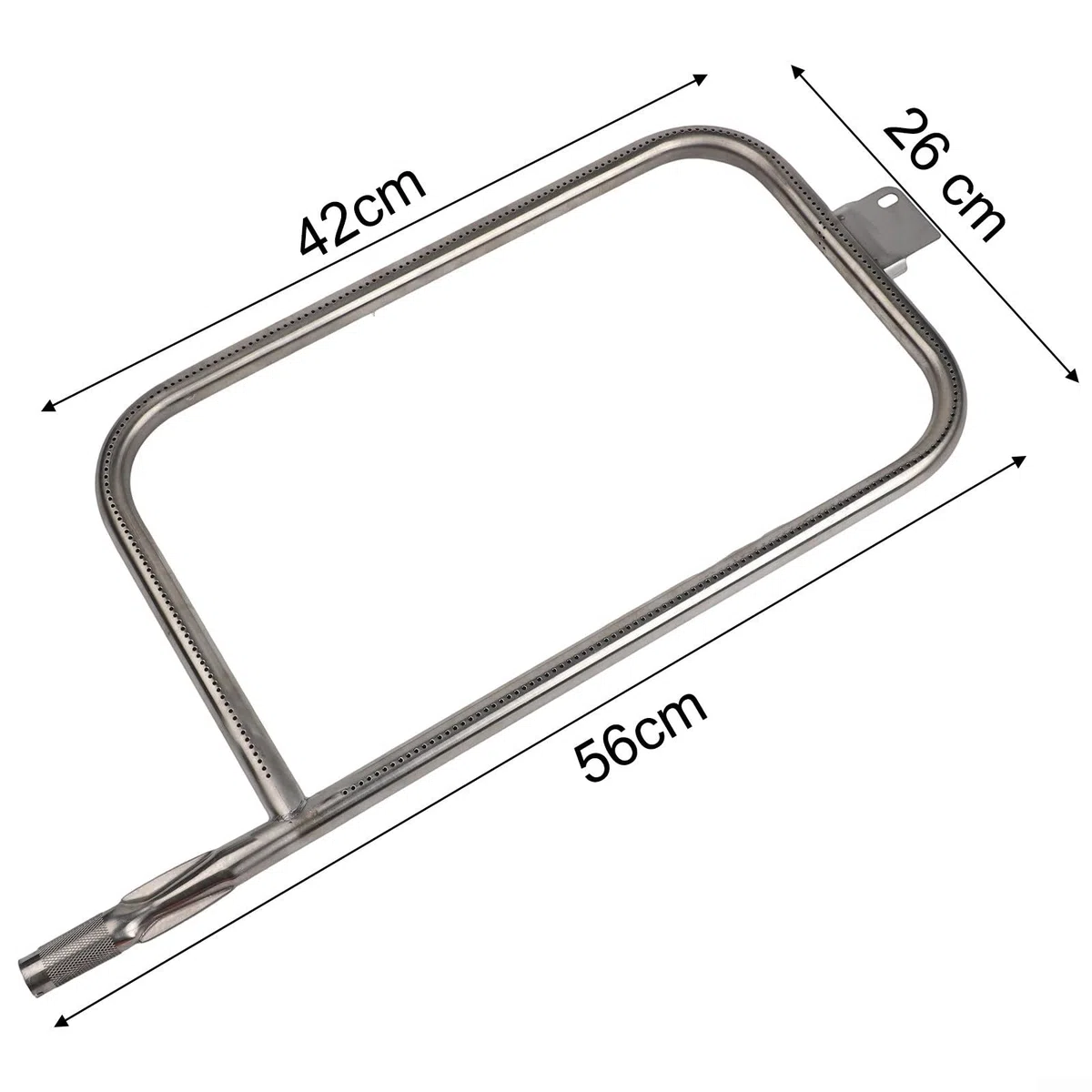 304 Edelstahl-Brennerrohr 56 cm für Weber Q300 Q320 Q3000 Q3200 BBQ Grill Ersatzkomponente, Brenner-Set mit Installations-Hardware, hitzebeständige Grillteile Grillbrenner (C)