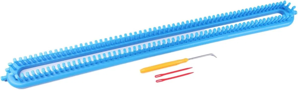 Rechteckiges Strickmaschinen-Set, Schal-Strickmaschine, verschiedene Größen, buntes Kunststoff-Strickmaschinen-Set, DIY-Garn-Strickset mit Häkelnadeln und Nadeln (58 cm)
