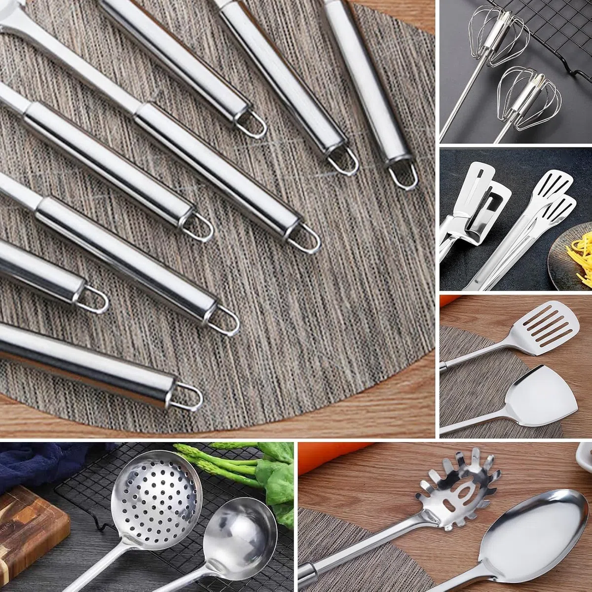 Kottwca Edelstahl Küchenutensilien Set 13 Stück, Wärmebeständig, Kunststoff - frei, Antihaft Hitzebeständiger Küchenhelfer Set, Geschirrspülergeeignet - Ideal für alle Küchenbedürfnisse