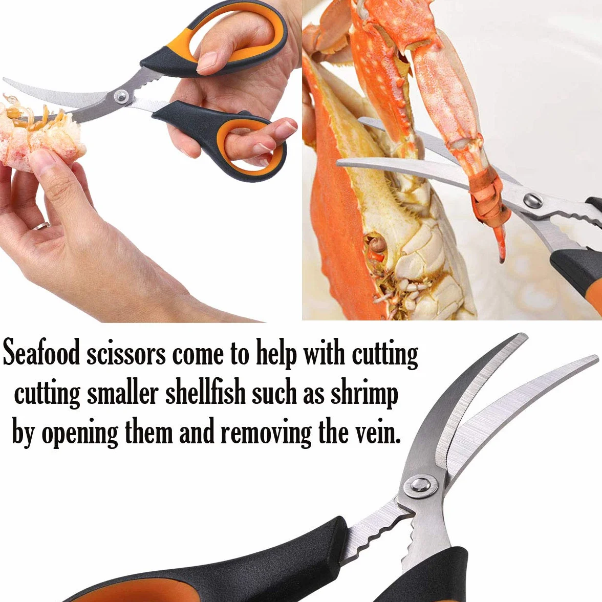 Artcome 10 Piece Seafood Tools Set - 2 Crab Crackers, 2 Lobster Shellers, 2 Crab Forks, 2 Seafood Scissors and 2 Storage Bag