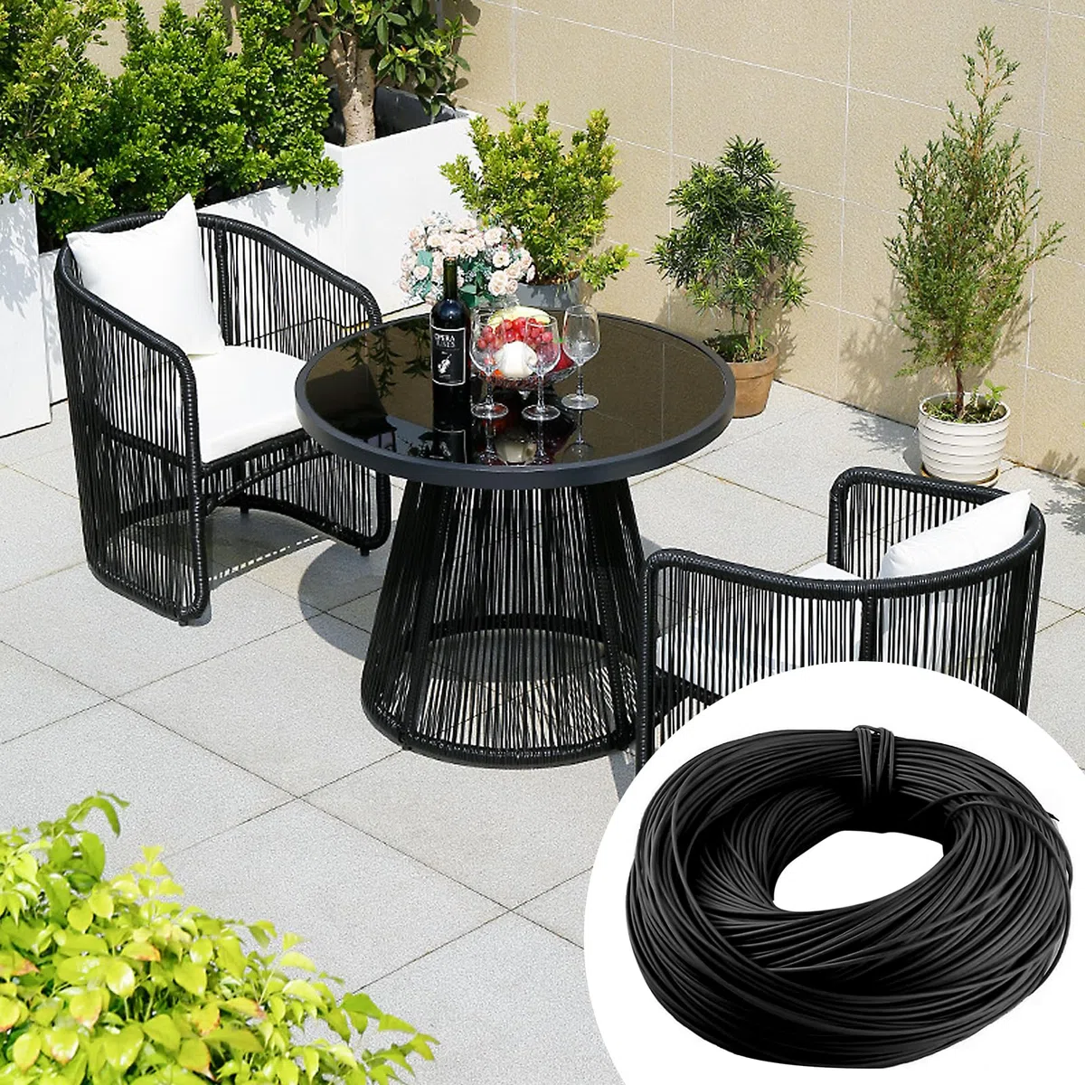 Peddigrohr 2.5 mm ca. 500g, Flechtmaterial Flechtrohr körbe flechten, Flechtrohr, Flechtmaterial Flechtrohr,Wabengeflecht Stuhlflechtrohr, Wiener Geflecht Rattan-Gewebe (Schwarz)
