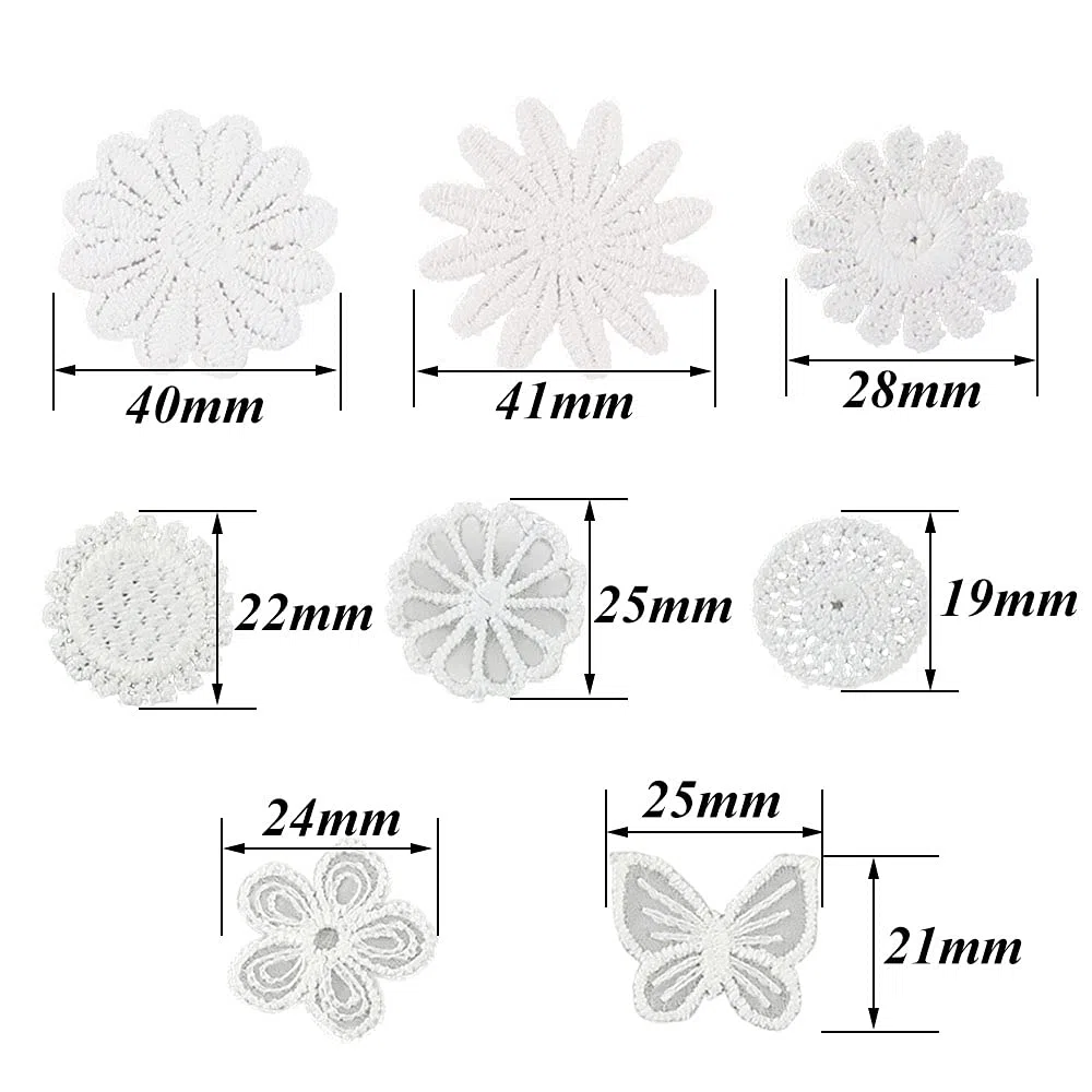 Pamts Bestickter Aufnäher 40 Stück Sew On Patchesapplikationen für Stoffe Dekorative Patch Applikationen Patch weiß für DIY Handwerk Dekorationen