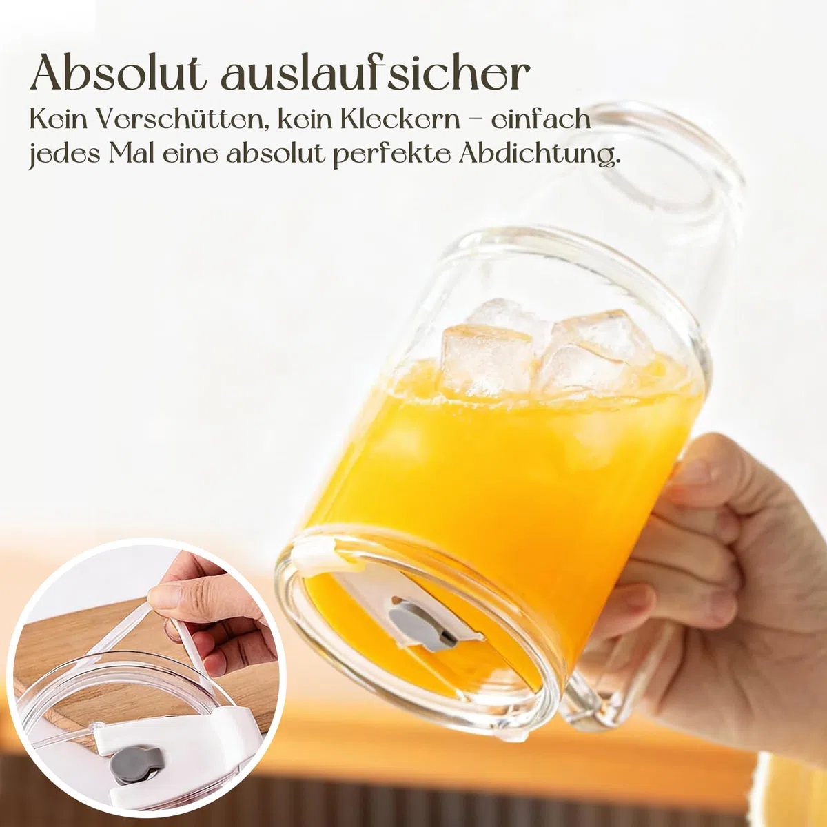 KEMORELA 2er-Set 710ml Glasbecher mit Griff, Deckel & Edelstahl-Strohhalmen – Wiederverwendbare Mason Jar Trinkgläser für Eiskaffee, Smoothies, Säfte & Tee – Inkl. Reinigungsbürste