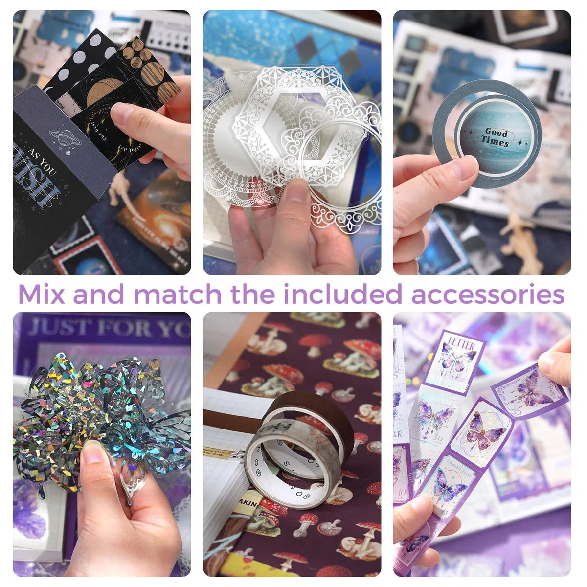 Funto Scrapbooking Kit (116 PCs), Rettungskollektions-Serie-Zeit-Reise, perfekt für Kugel Scrapbooking-Materialien, Planer DIY Arts Craft Collage