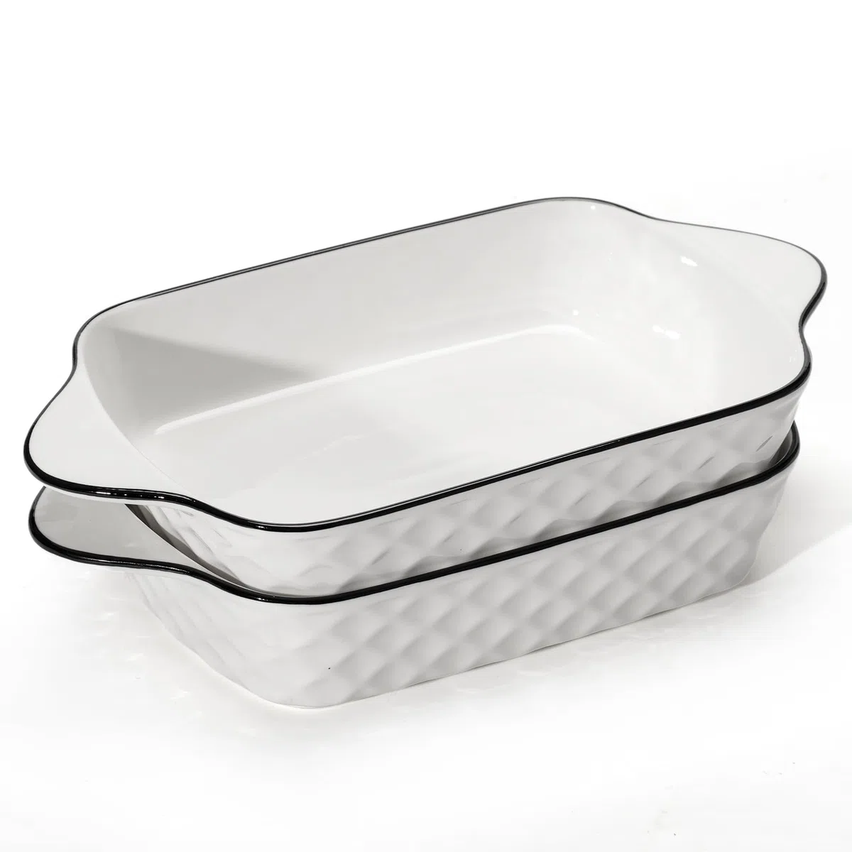 Auflaufform Kleine 2er Set,26cm Lasagneform, Rechteckige Keramik Backformen mit Griffen, Keramik-Backform, Ofenform für je 1 Portion,Servierschalle für Suppen, Obst