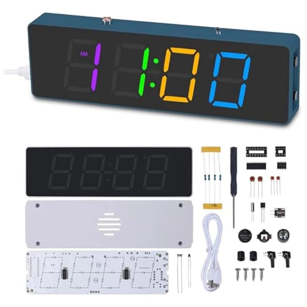 Löten Übungsset 4-Digitale-Digital- Bausatz mit RGB-Farbmodi, Display DIY-Uhr-Bausatz