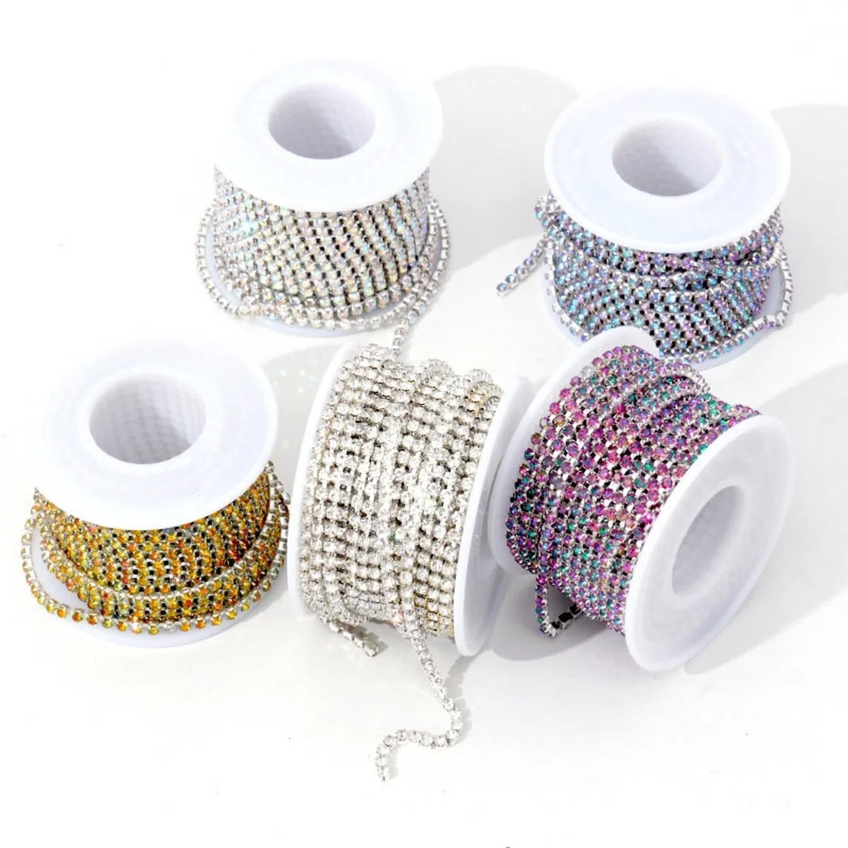 9,1 m, 3 mm Kristall-Strass-Kette, geschlossene Kette, SS12, Kristall-Strass-Klaue, Tassenkette, Glitzer, Diamant-Kette, Rolle zum Nähen, Schuhe, Kleidung, Tassen, DIY, Schmuckherstellung, Handwerk