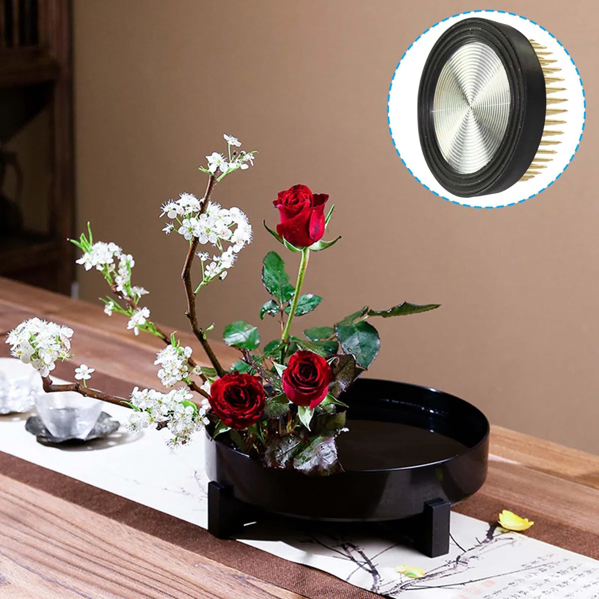 Blumen Frosch, 8cm Ikebana Kenzan, Hochwertigem Blumenarrangement Runder mit Rutschfester Bezug, Edelstahl Runder Halterung Blumensteckiggel für Blumenarrangements Blumenläden Büros Gärten Teestuben