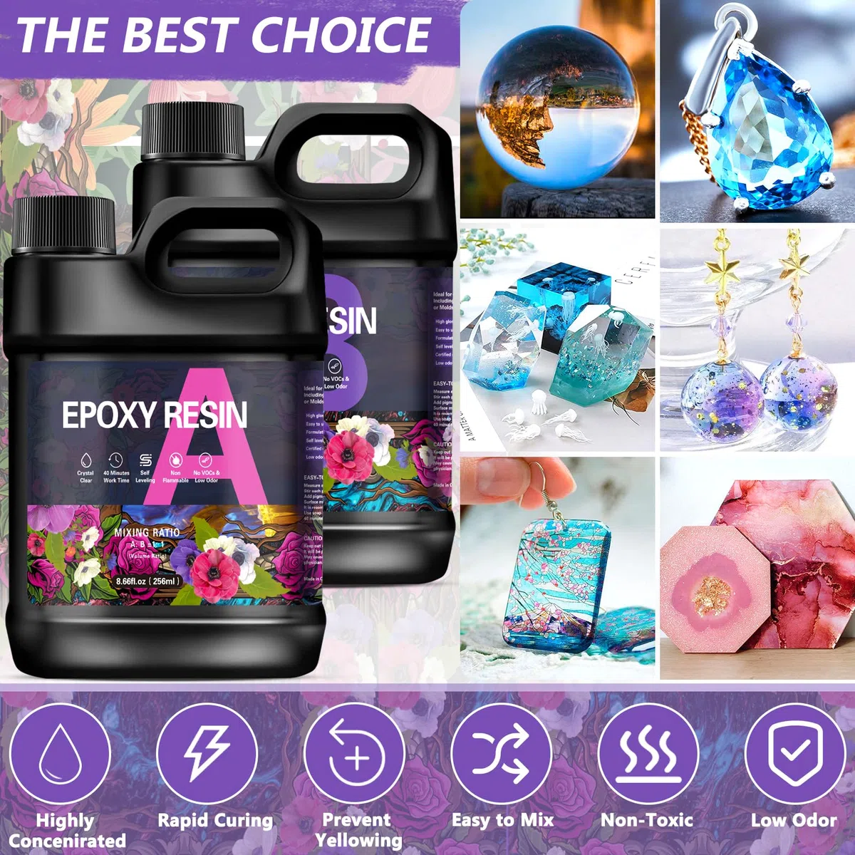 ZLPBAO Epoxidharz Set Anfänger 582ml epoxidharz glasklar gießharz - 1: 1 Verhältnis mit Epoxidharz Farbe, Glitzer, holzstäbchen, Handschuhe