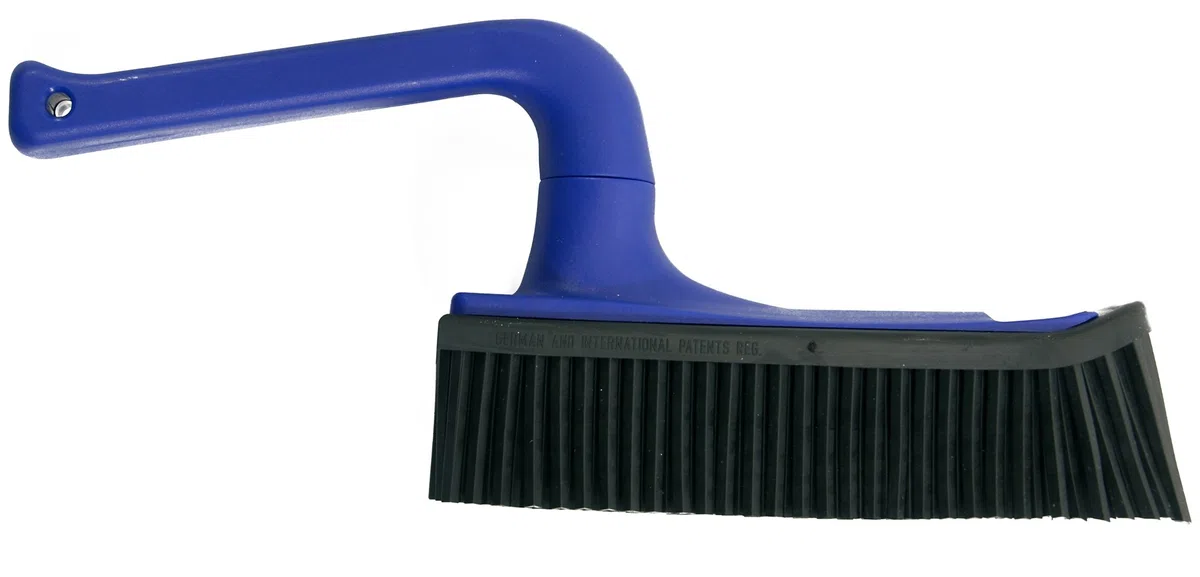 V7 Handfeger Handbesen mit drehbarem Griff, Gummilippe und V-förmigen Borsten zum mühelosen Entfernen von Haaren, Staub und Schmutz, Zubehör zur V7 Kehrschaufel, blau
