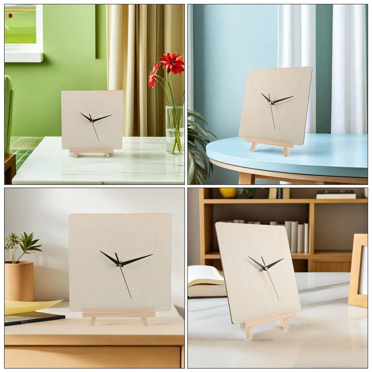 Gatuida 1 Set „Bastel dir Deine eigene Uhr“ – DIY-Zifferblatt aus Holz mit Zeigern/Uhrwerk und Ständer – 30 cm großes, unbehandeltes quadratisches Zifferblatt für Bastelarbeiten und Bemalung