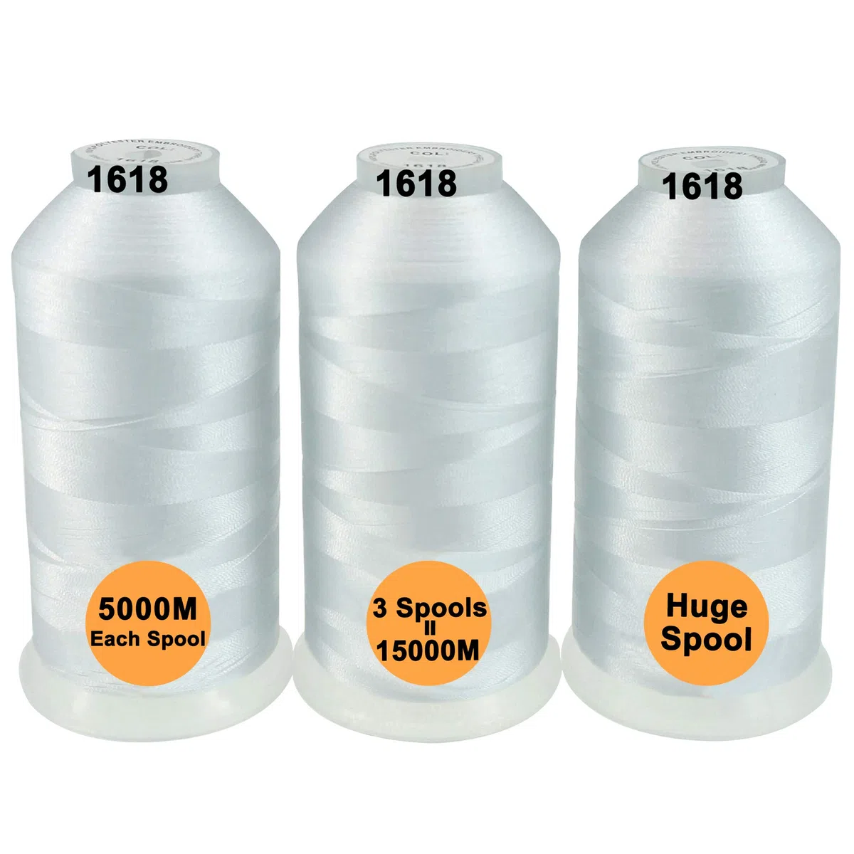 New brothread 3er Set Weiß Farben Polyester Maschinen Stickgarn Riesige Spule 5000M für alle Stickmaschine