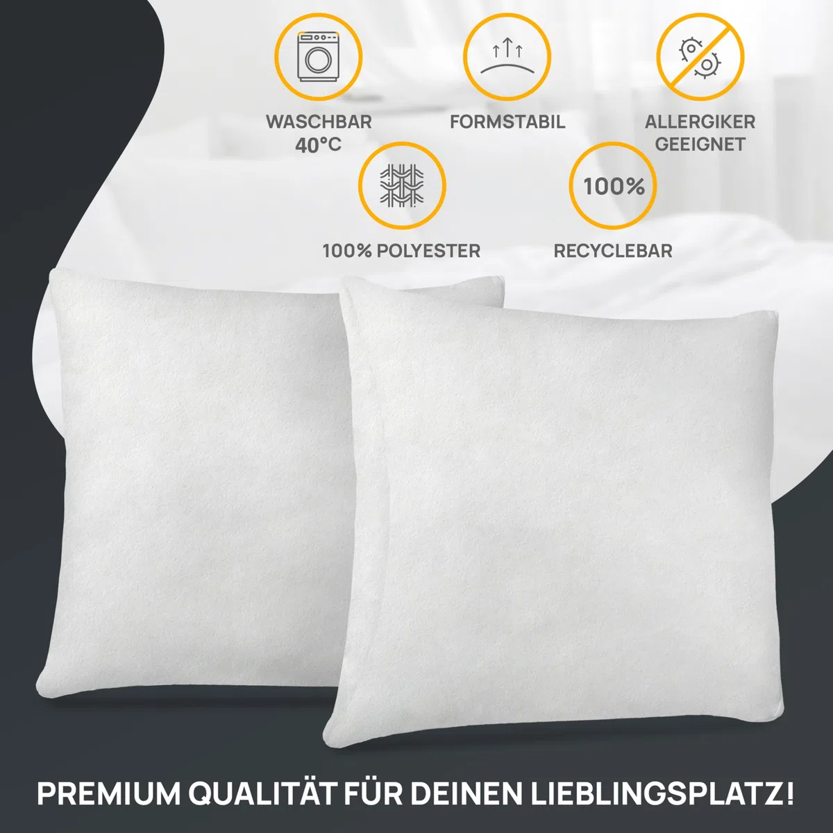 LILENO HOME Kissenfüllung 40x40 (4er Set) | Pralle Füllung für Couchkissen & Dekokissen 40x40 | Wolkenweiches Sofa Pillow & Schlafkissen Made in Germany | Kissen Set mit Oeko-Tex