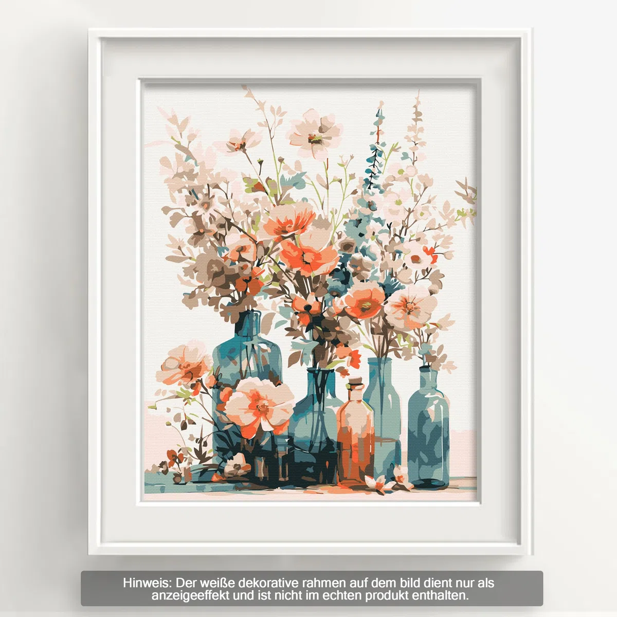 Bougimal Malen Nach Zahlen Erwachsene Landschaft Mit Rahmen inklusive Pinsel und Acrylfarben - 28 x 35 cm, Bunte Blumen 3