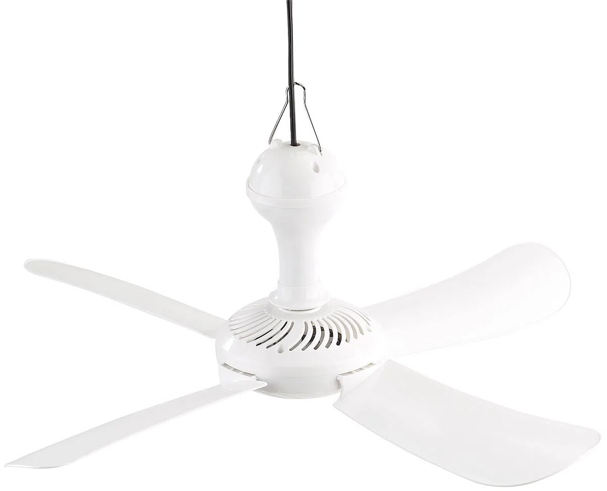 Sichler Haushaltsgeräte Mobiler Deckenventilator: Mobiler Decken-Ventilator VT-151.D mit Aufhänger, 54 cm, 12 W (Reiseventilator)
