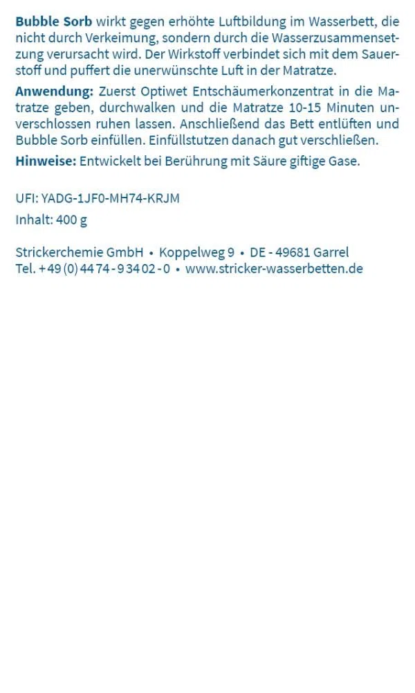 BUBBLE SORB - Luftbinder für Wasserbetten, 400gr.