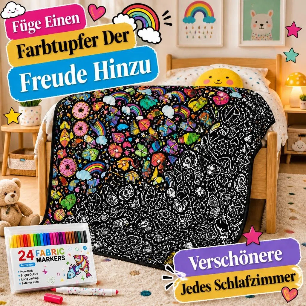 VEELU Kritzel Kuscheldecke zum Ausmalen für Erwachsene, DIY Maldecke zum Bemalen mit Stiften, Wiederverwendbare Coloring Blanket, Decke zum Selbergestalten, Kreative Geschenkidee (Stil 3)