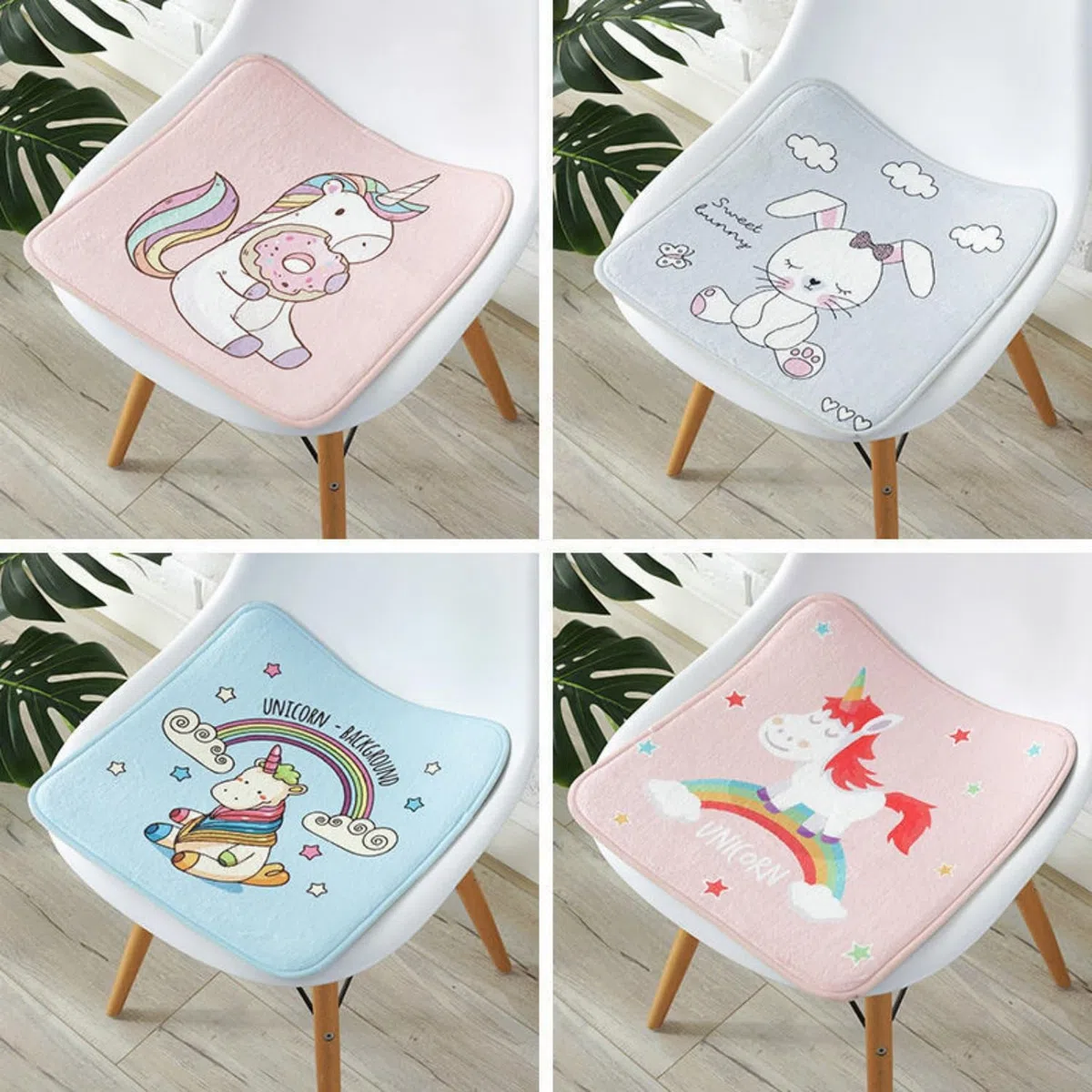 champracer Quadratische Stuhlkissen Kinder,Sitzkissen Kinder,Sitzkissen Schule Babys, für Home Office Auto Kinderschule (Springendes Einhorn, 30cm*30cm)