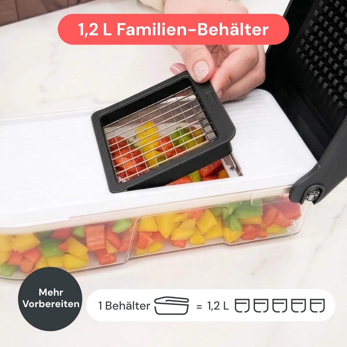 Fullstar Gemüseschneider und Mandoline Gemüsehobel - Julienne- und Würfelschneider für Gurken Zwiebeln Kartoffeln Früchte - Reibe für Gemüse Käse - Küchenzubehör Küchengeräte (6-in-1 Kompakt Weiß)