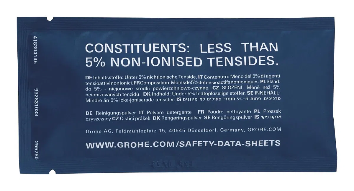 GROHE Blue Fizz, Reinigungspulver Set 8x35g (weniger als 5 Prozent nicht-ionisierte Tenside, kompatibel GROHE Blue Fizz Wassersprudler), 41252000