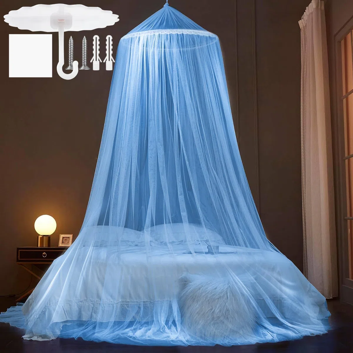 Moskitonetz Bett,Mückennetz Bett,Mosquito Netz Reise 60x250x1100cm,Moskitonetz Reise Blau,Betthimmel Mädchen für Garten Camping Hause Betthimmel
