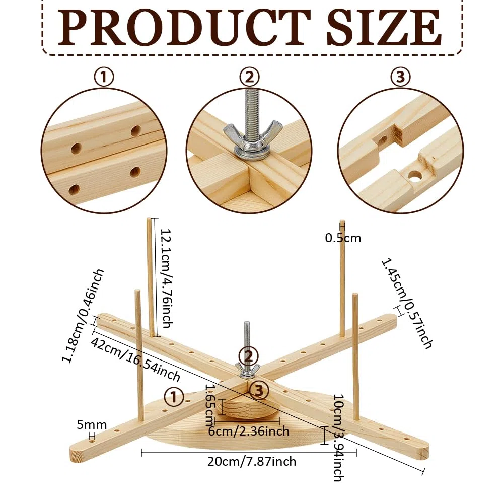 BENECREAT Tragbarer Garnwickler Aus Holz, Garnwickler Im Amish Stil Tisch Nähgarn Finishing Werkzeug Mit Ovaler Basis Für Wolle Garn Und Stickgarn