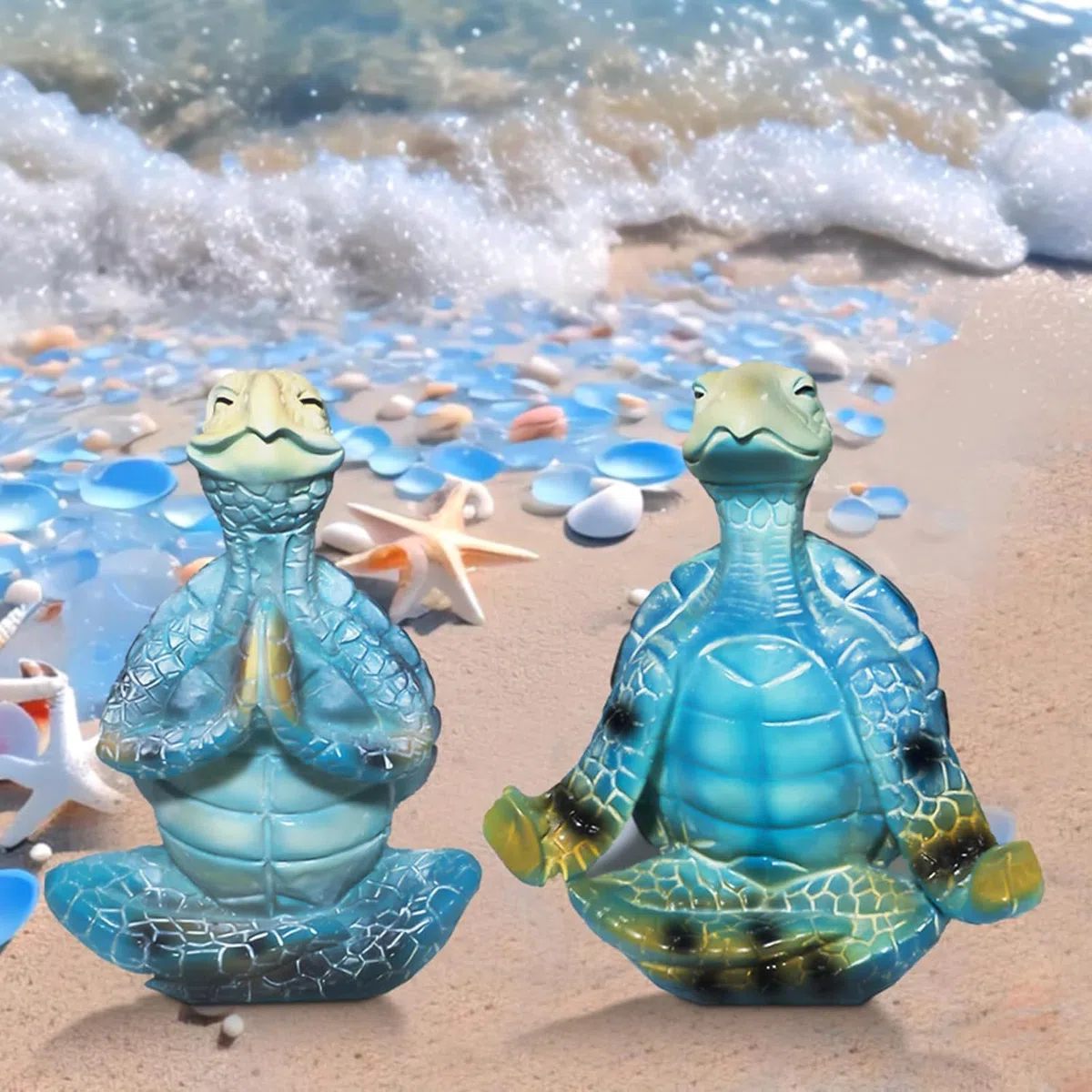 Meeresschildkröte Deko, Strand Dekorationen, Yoga Meditation Zubehör, Yoga Deko, Schildkröte Lady Geschenk, Badezimmer, Ozean, Strand Thema Dekorationen