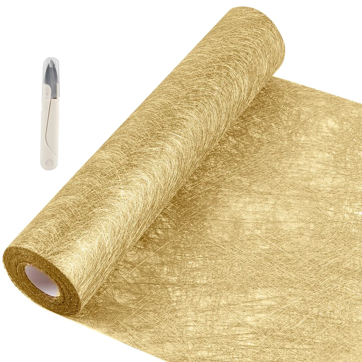 SWAWIS Vlies Tischläufer Gold 30cmx20M - Geburtstag, Weihnachten, Hochzeit, Valentinstag, Taufe & Festliche Dekoration