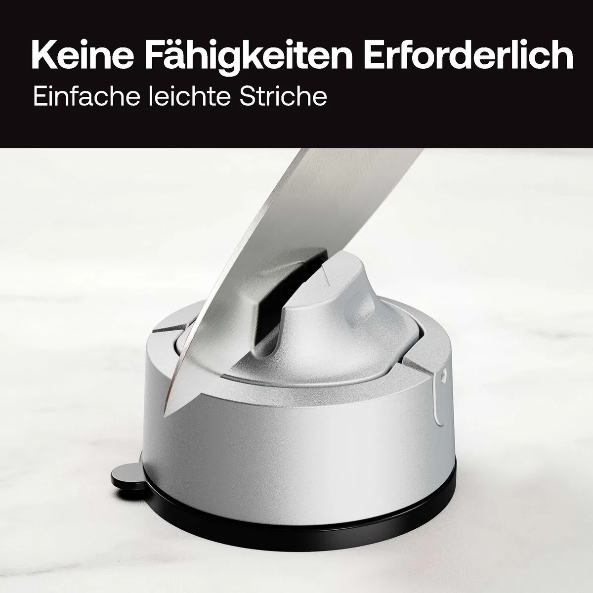 AnySharp Evo Messerschärfer & Messerschleifer mit verstärktem PowerGrip Saugnapf, Wolframkarbid-Schärfsystem mit Metall-Auffangbehälter, für Küchenmesser, Wellenschliff & gehärteten Stahl