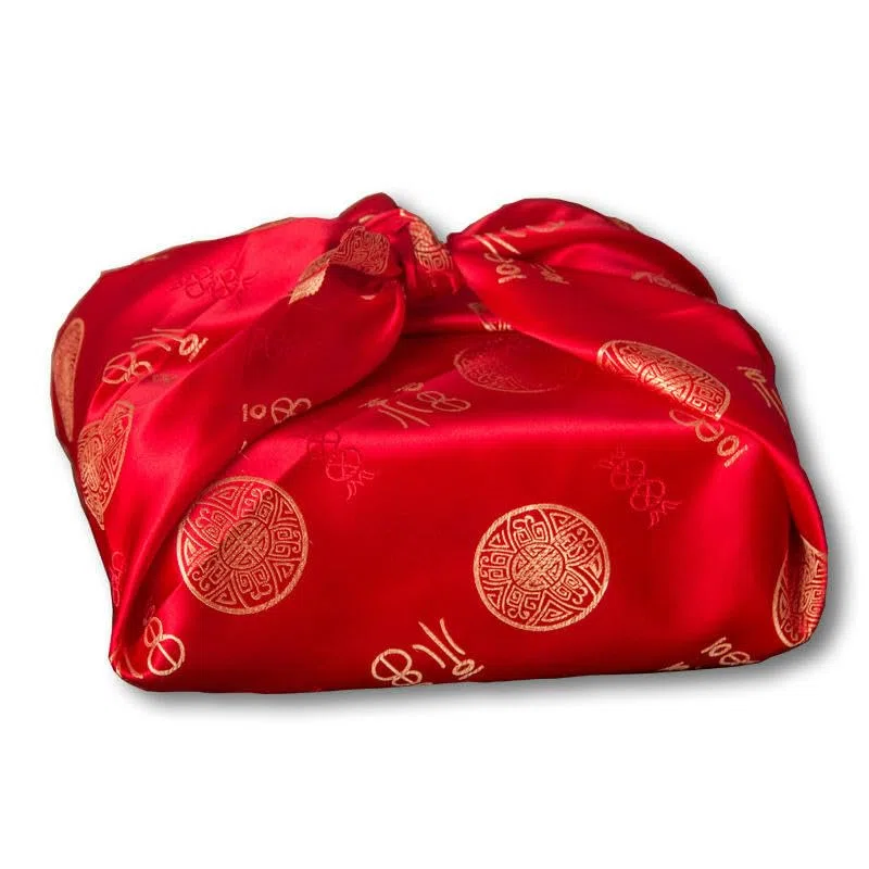 10 Stück 85 x 85 cm großes rotes wiederverwendbares Furoshiki-Geschenktuch, klein, japanisch, zum Verpacken von Geschenken, quadratischer Schal, Bento-Geschenktuch