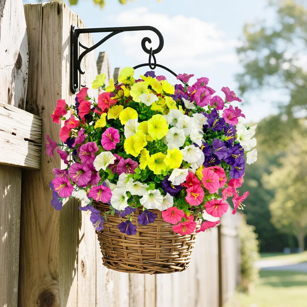 ROLLWAY Kunstblumen wie Echt, 12 Bündel Künstliche Blumen Balkon Kunstblumen & -Pflanzen Outdoor Wetterfest UV-beständig Petunien Balkonpflanzen Künstlich Plastikblumen Seidenblumen für Draußen Garten
