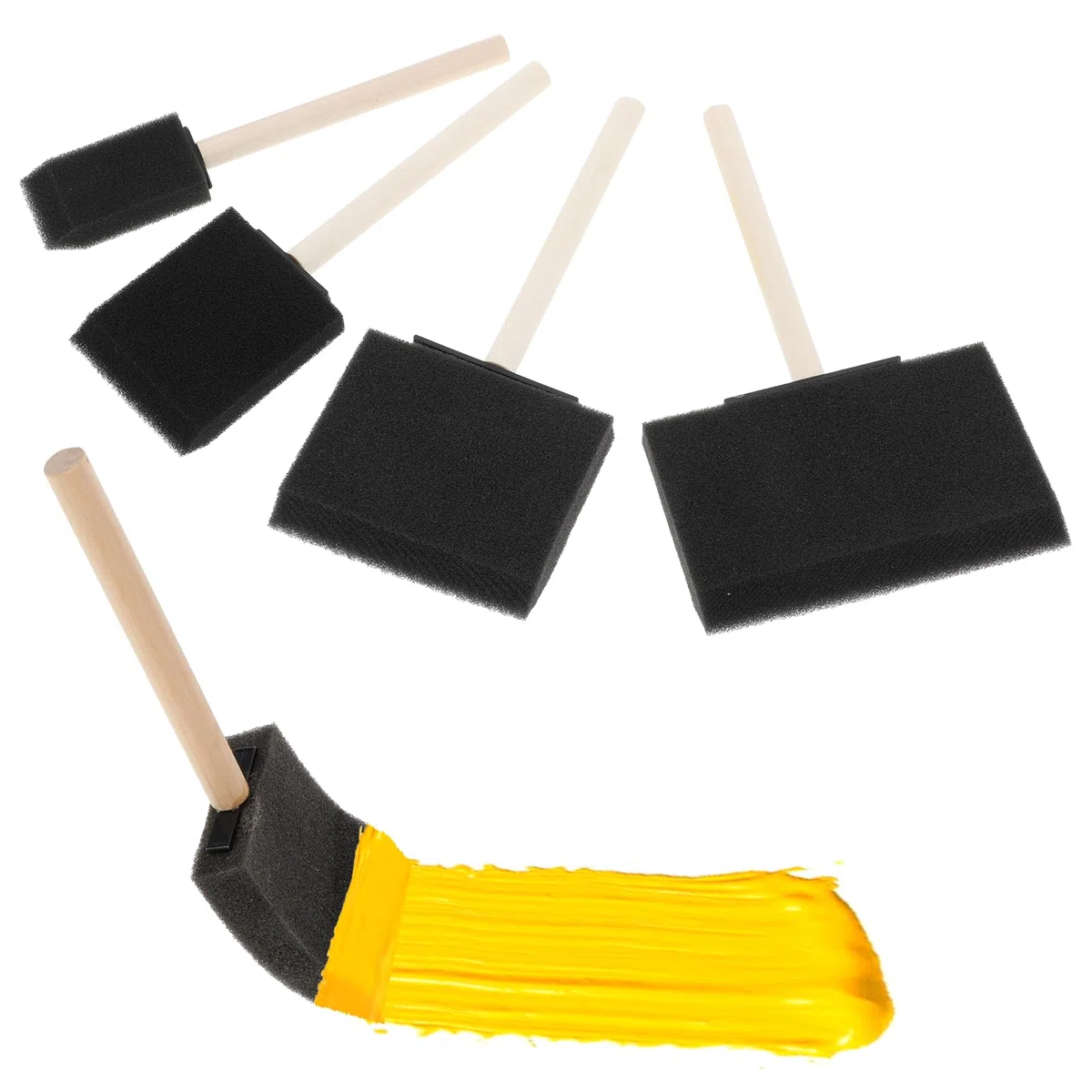 4 Stück Schaumstoffpinsel Malerei Farbschwammpinsel mit Holzgriff Malutensilien Set Schaumstoffpinsel zum Malen Farbapplikator Malschwammstempel Malzubehör für DIY Bastelprojekte 4 Größen