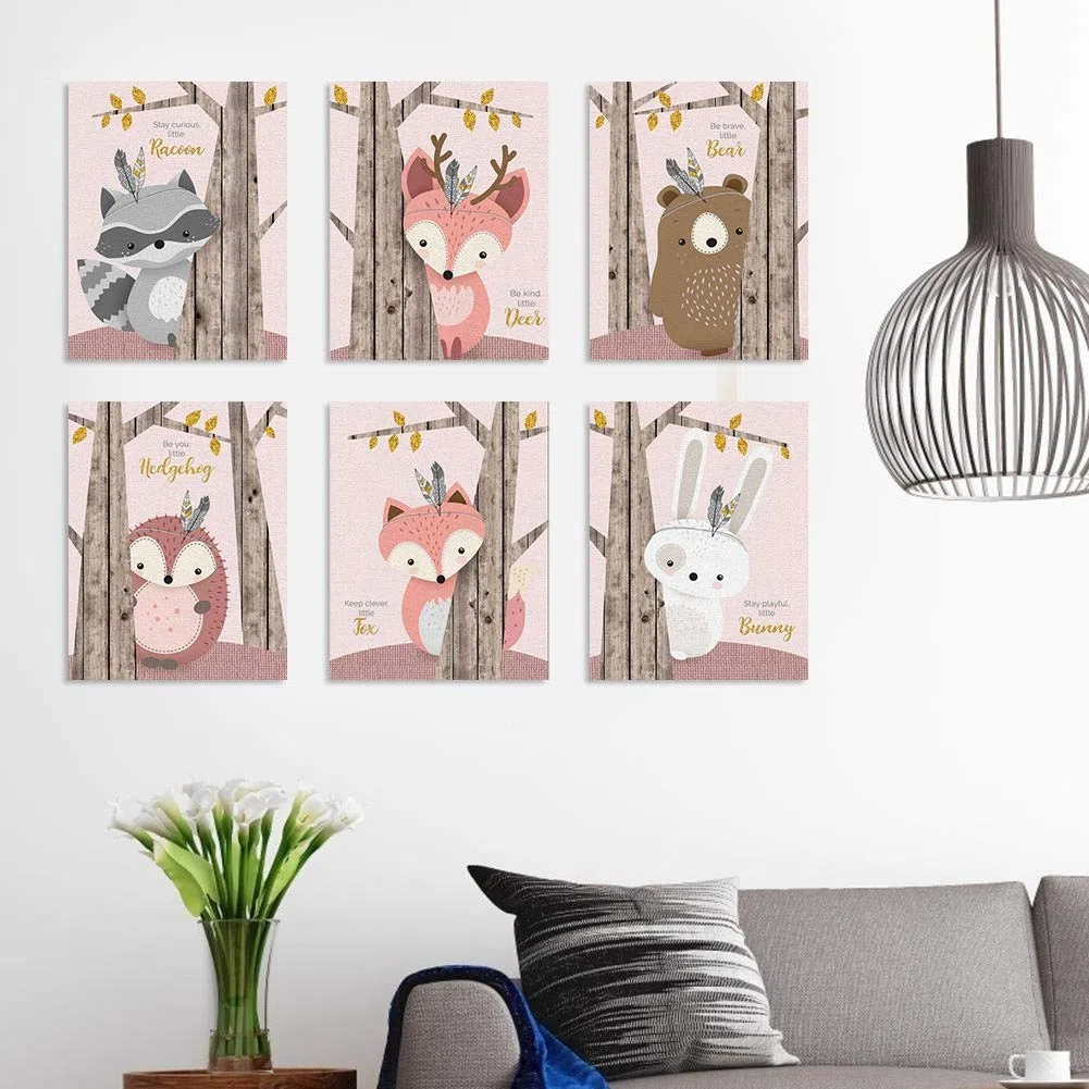 Alvinlite Cartoon Tier Malerei Niedliche Wandkunst Bild Wanddekoration für Wohnzimmer Schlafzimmer Kinderzimmer