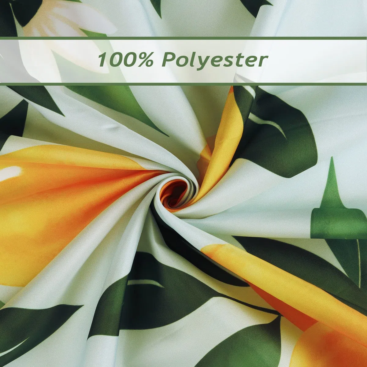 Bonhause Duschvorhang Zitronen Grüne Blätter Duschvorhänge 180 x 200 cm Anti-Schimmel Wasserdicht Polyester Stoff Waschbar Bad Vorhäng für Badzimmer mit 12 Haken