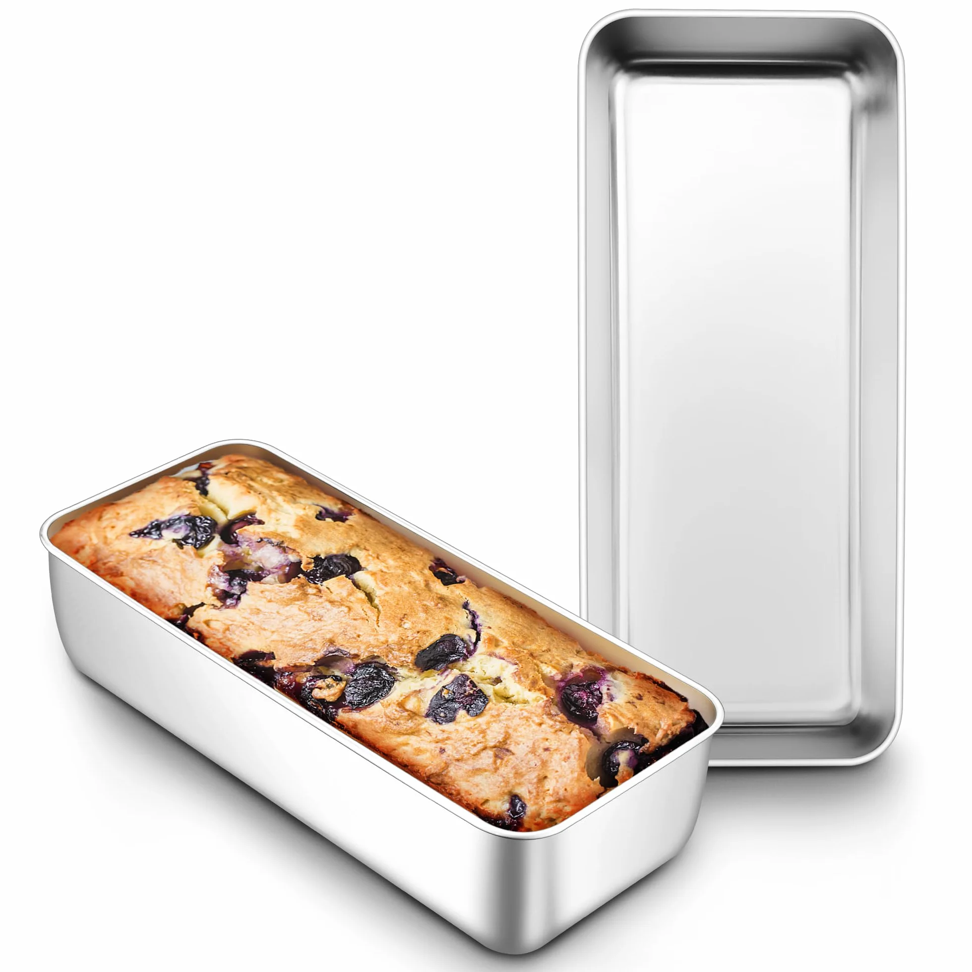 Joyfair Brotbackform 2er Set, 31,2cm Edelstahl Groß Kastenform Brotform, 7,5cm Tiefe Backform Rechteckig Toastbrot für Brot/Kuchen/Toast, Gesund & Ungiftig, Leicht zu Reinigen & Spülmaschinenfest