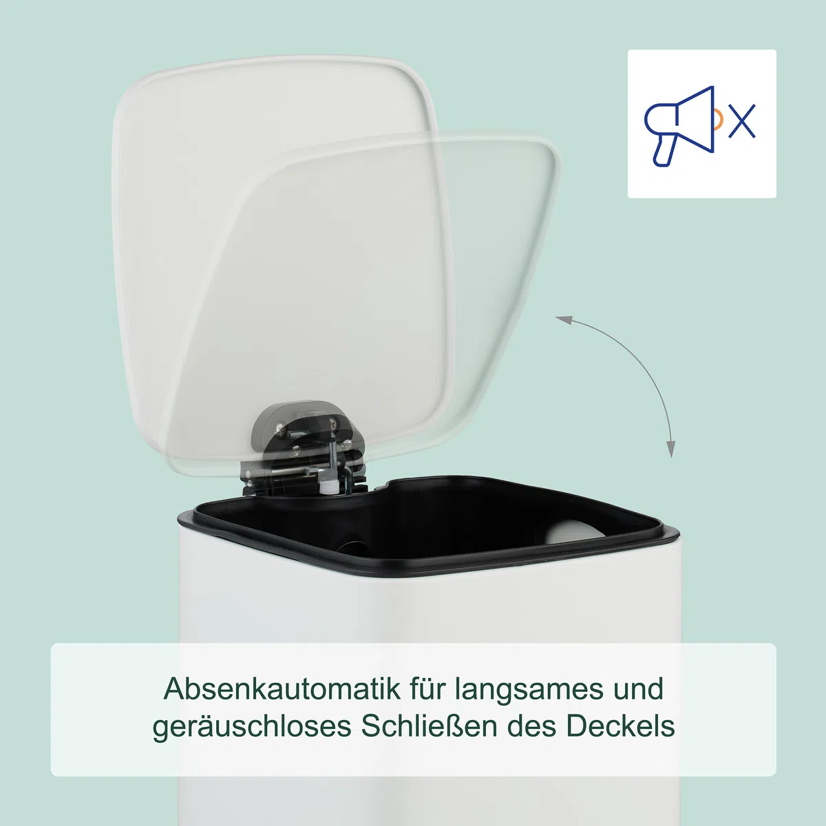 Relaxdays Kosmetikeimer, 8 L, Absenkautomatik, entnehmbarer Inneneimer, Metall, Bad Mülleimer, inkl. Müllbeutel, weiß