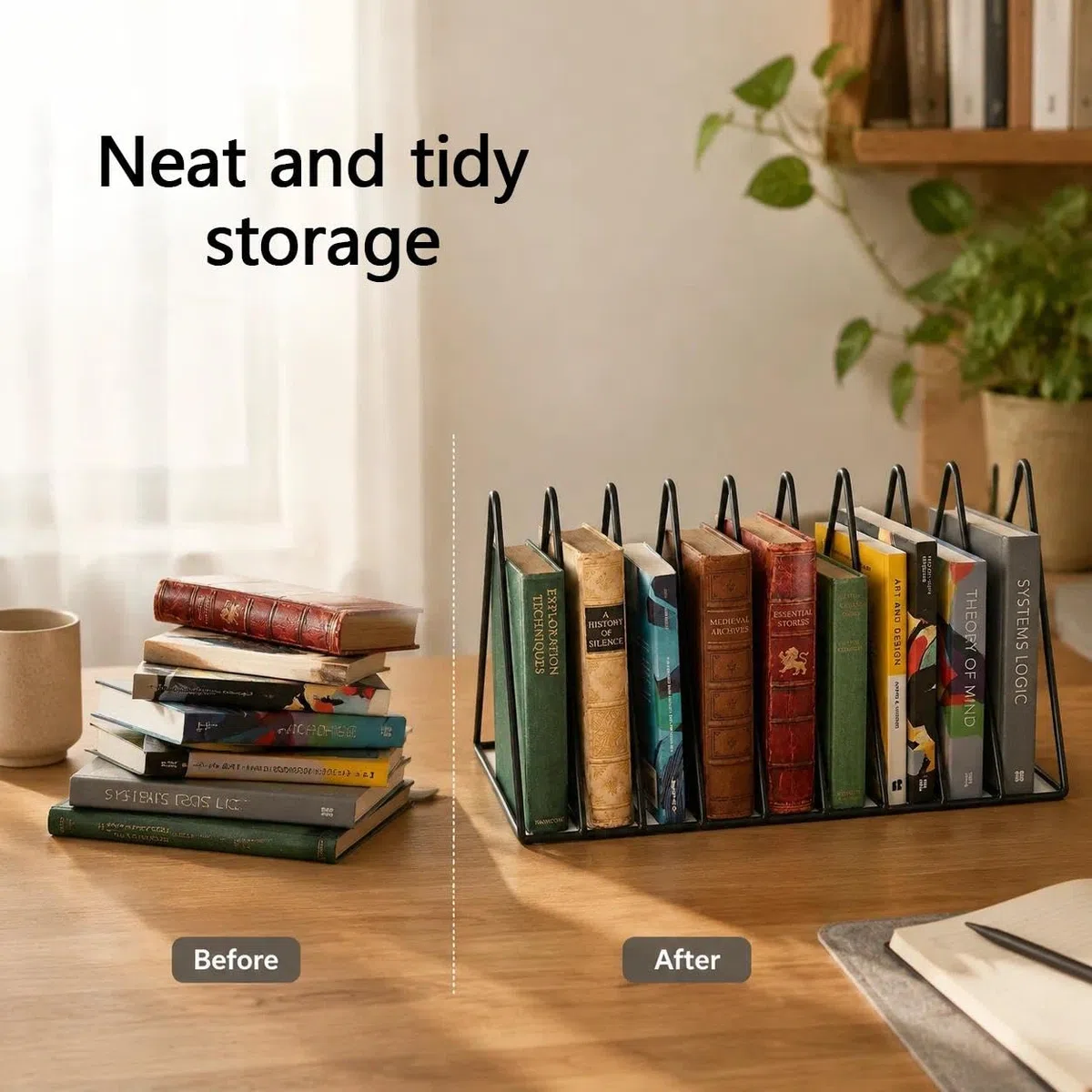 Schallplattenständer, 2 Stück Dreieckiger schallplattenständer,Buchstütze,Buch-Organizer, Zeitschriftenständer, zum Aufbewahren von Büchern, Zeitschriften und Fotoalben, 9 Fächer