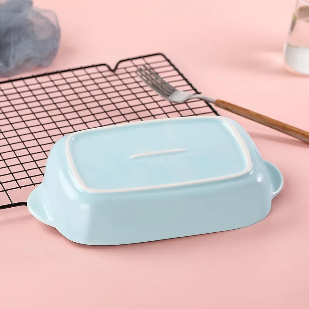 Auflaufform Klein Rechteckig aus Keramik – Lasagne Auflaufform für 1 Person – Backform Rechteckig und Ofenform Mini – Ofenfest für Mikrowelle und Backofen – Ideal für Auflauf und Gratin – Blau